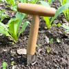 Gardening Hole Planter T-type Fertilization Vegetable Seed Transplanting Planting Tool Wooden Handle Garden Top Dressing Perforated Planter