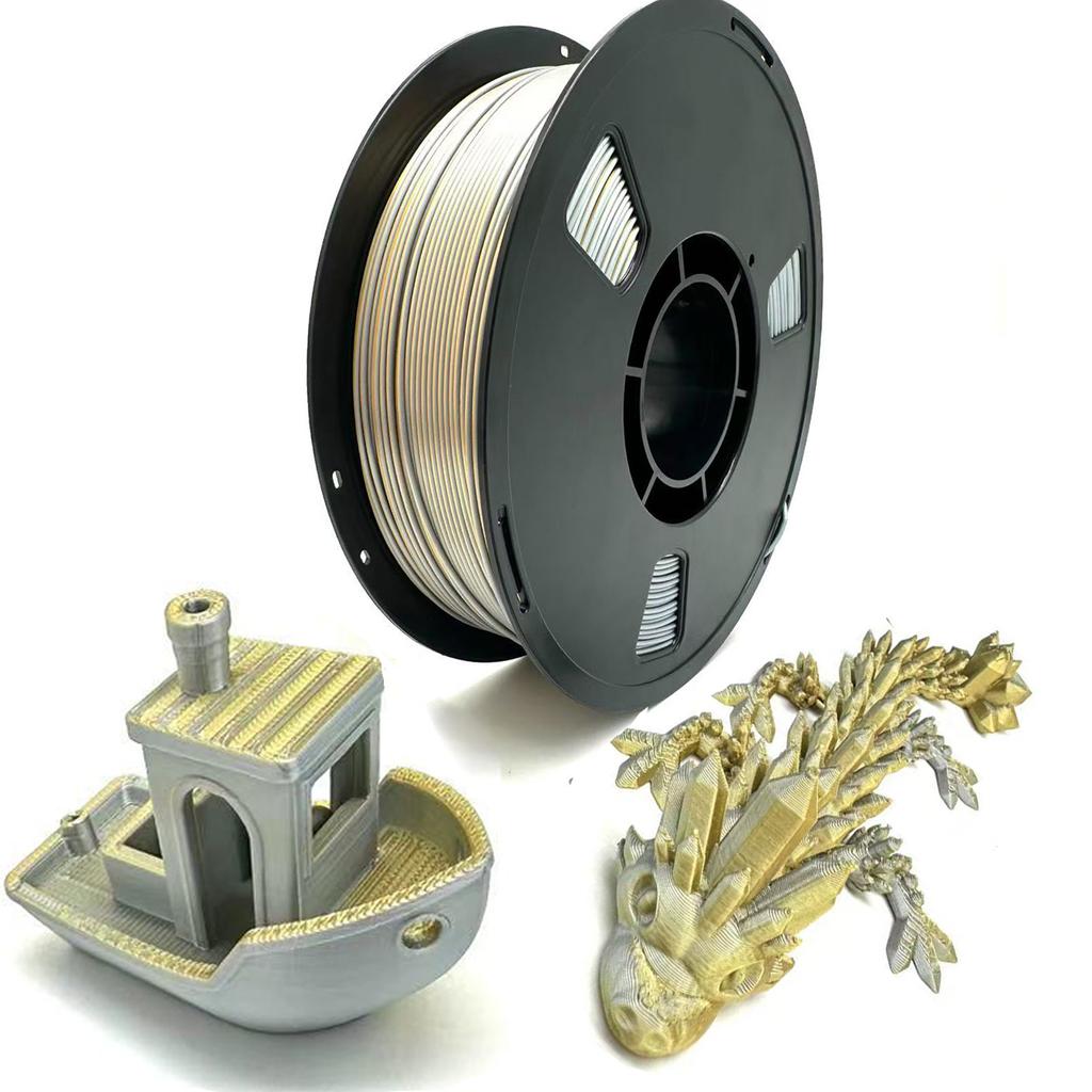 1KG 1.75mm PLA Silk Dual Color 3D Printer Filament Multiple Extruded Plastic Rods Including PETG Nylon Available Materials PPA