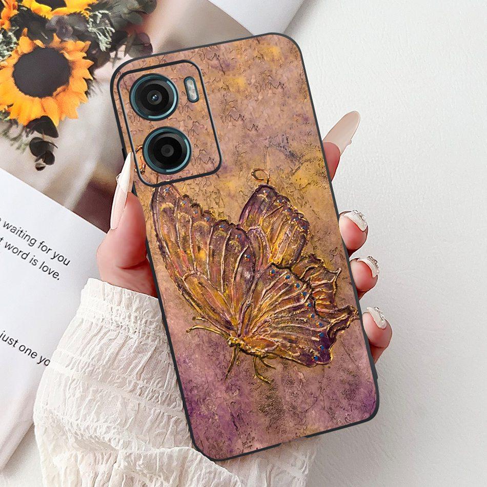 For Motorola Moto G05 G15 E15 2024 Floral Butterfly Phone Case For MOTO G05 G15 E15 4G Black Silicone Soft Lightweight Case