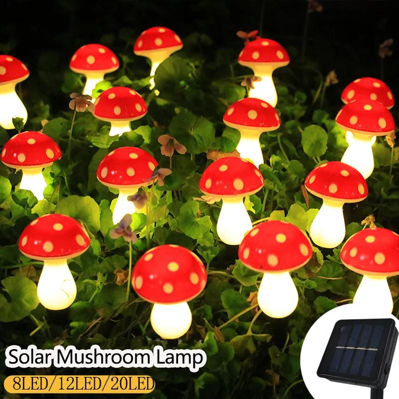 Solar Mushroom Lights for Garden Decor Waterproof Outdoor Garden Mushroom Lamp Solar LED Fairy Lights for Patio Path Yard Lawn