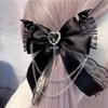 Women's Harajuku Steampunk Handmade Headwear Double Ponytails Subculture Japanese Spicy Girls Lolita Y2K Gothic Bow Hairpins