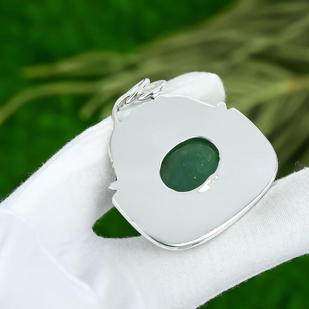 Friendship Day Sale Sterling Silver Natural Green Aventurine Sister New Pendant