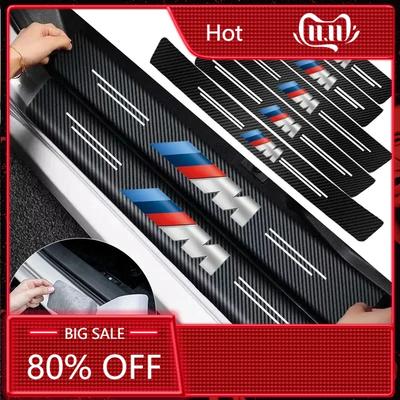 Hot 2025 1/4/5Pcs Car Door Sill Scuff Plate Decor Carbon Fiber Stickers For BMW M G11 E48 Series G07 G06 G02 G01 F48 F39 G42 G26