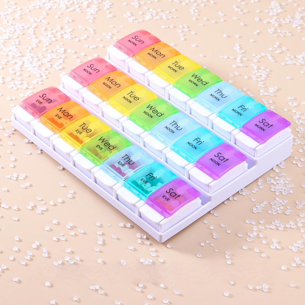 New Large Weekly 3 Times A Day 21 Grids Pill Organizer Cases Box Medicine Storage Container for Vitamins Fish Oil Supplements
