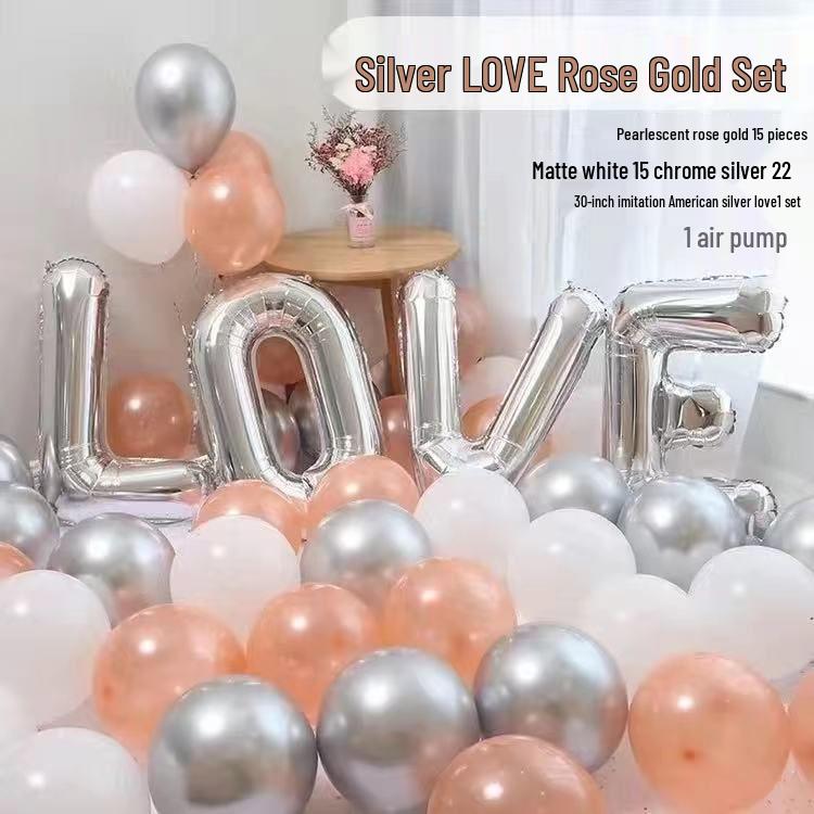 Honeymoon Room Wedding Scene Decor Set: Love Letter Balloons & Transparent Boxes