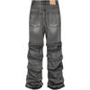 We11done Ss25 Punk Style Pleated Zipper Fly Mid Rise Straight Leg Jeans Men jeans Black WD-DP0-25-319-M-BK