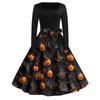 Women's Casual Fashion Halloween Printed Square Neck Vintage Dress