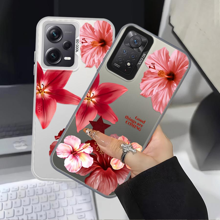 Cherry Flower Print Clear Case for Xiaomi Mi 11 Lite 13T 12T Pro Back Phone Cover
