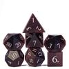 Cusdie Cat's Eye Stone DND Dice Handmade D4-D20 Polyhedral Gemstone Dice Set with Leather Box for Tabletop RPG Collection
