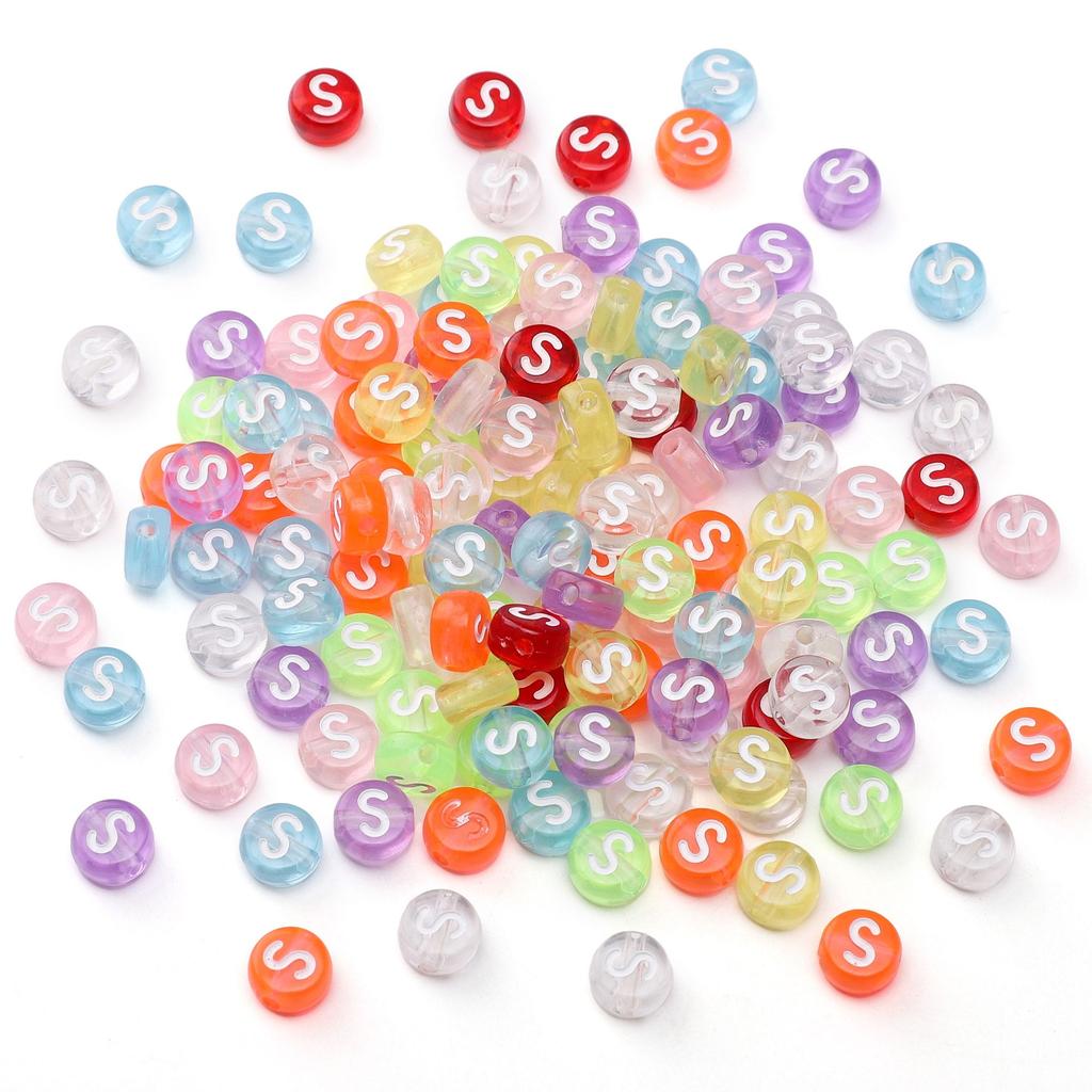 100 ks Akrylové korálky s písmeny Kulaté volné korálky pro DIY náramek Výroba módních šperků