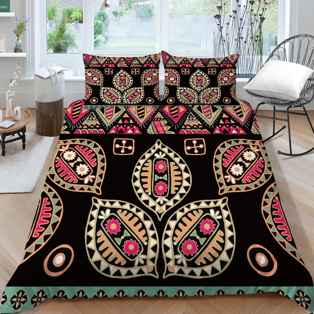 3D Exotic Collection Bedding Set with Paisley Pattern Quilt Cover and Pillow Case 2/3 Pieces AU240 * 270 Extra Large Size Soft Home Decoration
