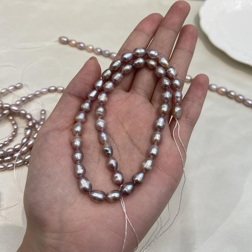 1 String AA Grade Purple Freshwater Rice Pearl Beads 3-8mm, 36cm Strand, Natural Pearl Beading Supplies, Loose Beads for DIY Handmade Jewelry Making