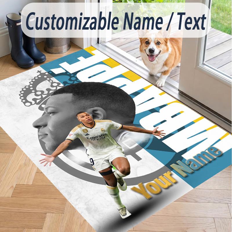 Custom Text Printed Rug Kylian Mbappe Non Slip Floor Carpet For Home Room Decor