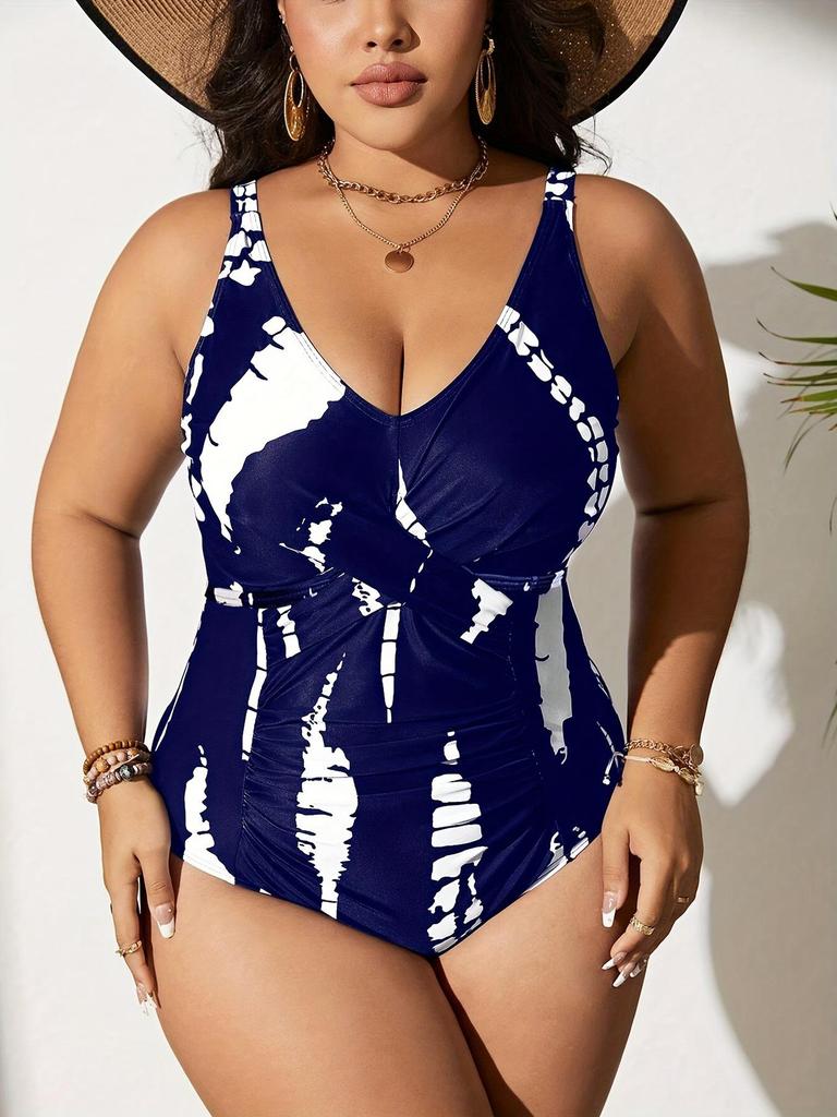 2026 Plus Size Digital Print Slimming One-Piece Bikini Swimsuit