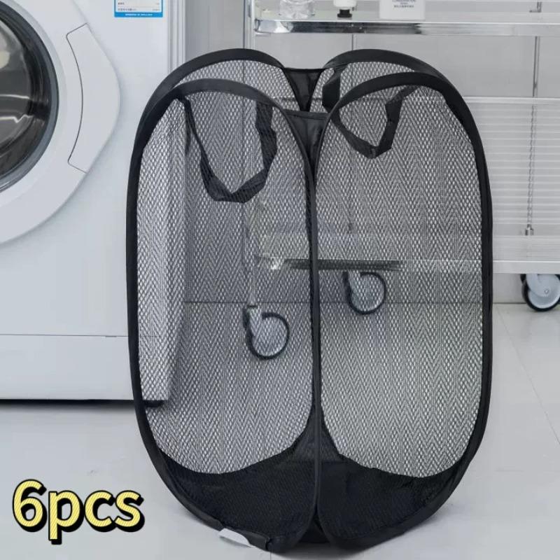 Folding Dirty Laundry Sorting Basket Washing Frame Bathroom Cloth Mesh Storage Bag Frame Bucket Laundry Organizers Storage Pouch