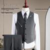 ROMON Men's Slim Fit Wool Blend 3-Piece Suit Set
