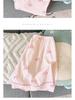 Sweet Striped Bow Print Korean Style Crinkle Pajamas Set for Women - Three-Piece, Short Sleeve Homewear.