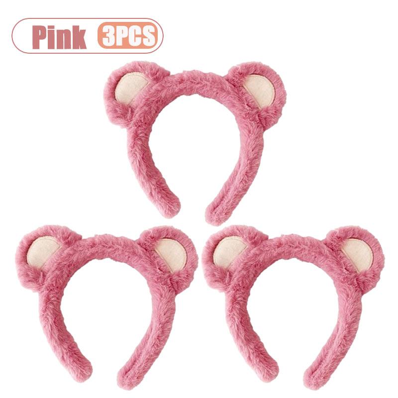 1-10pcs Bear Ears Strawberry Headband Plush Non Slip Furry for Photoshoot Selfie Party Dress Up Trendy Accessory