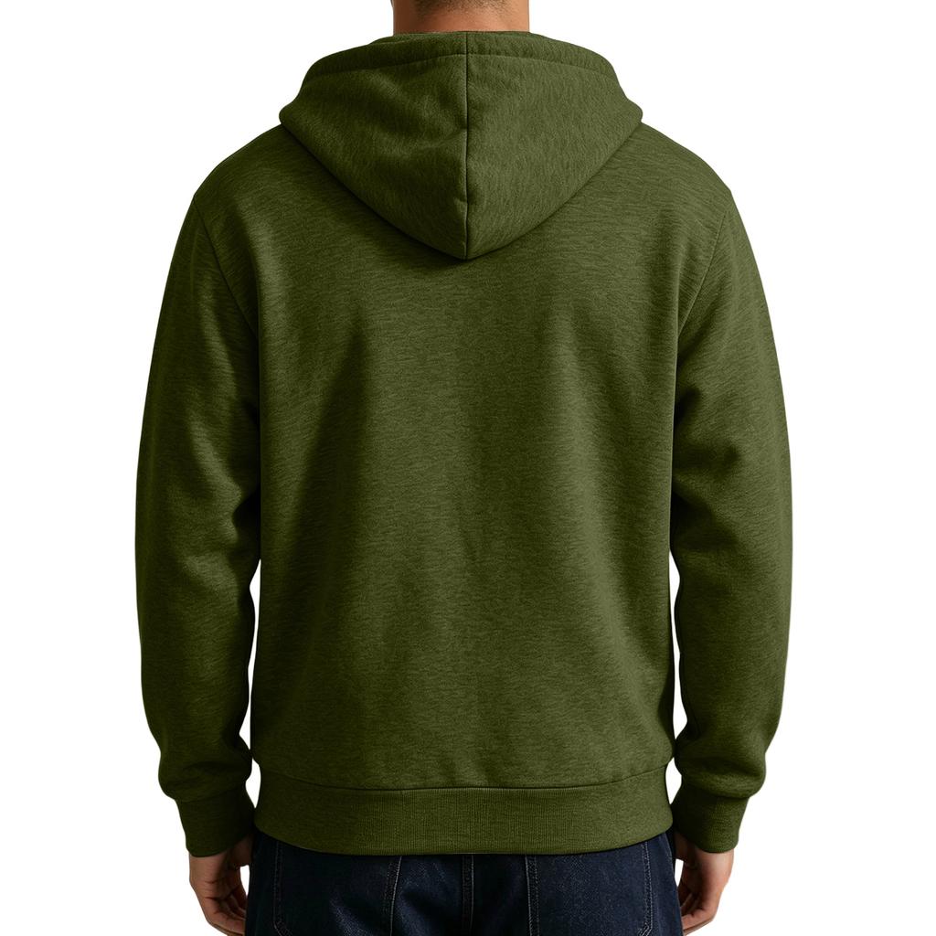 Men's Zip-Up Hoodie Jacket with Large Pockets Color Casual