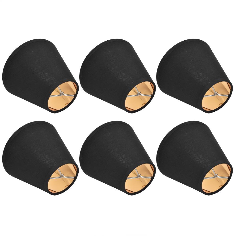 6PCS Clip On Design Lamp Cover Black&Gold Small Lamp Shades  Chandelier Replacement