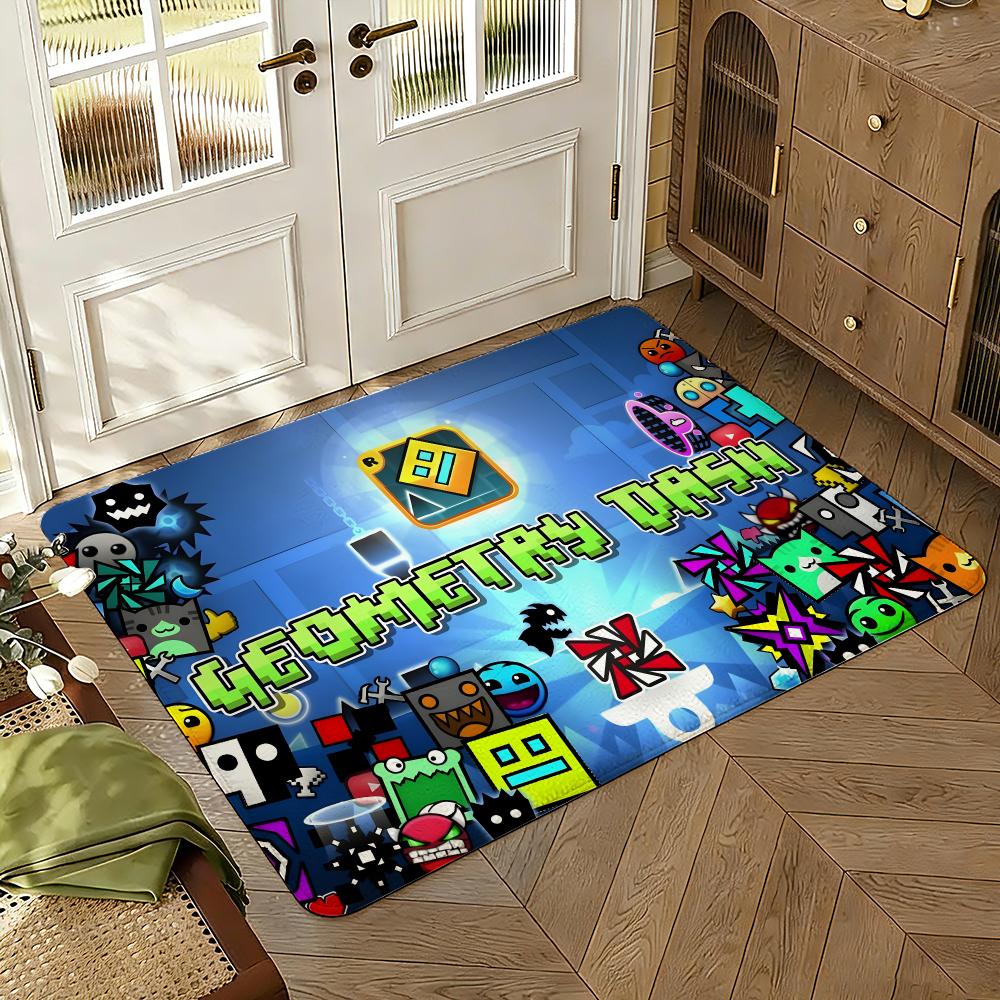 Game Geometry Dash Floor Mat Soft Thickened Absorbent Non-Slip Bedroom Living Room Door Mat Home Decor Flannel Rugs