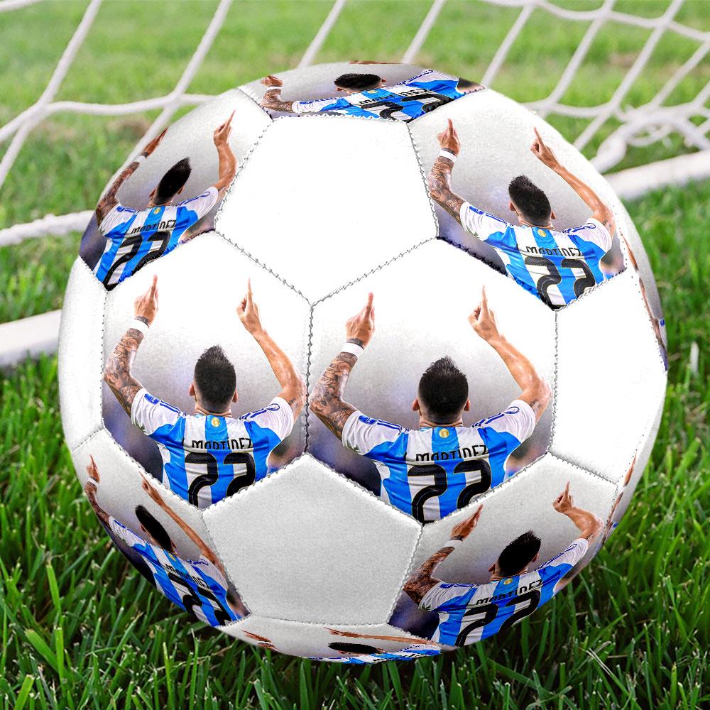Lautaro Size 5 Soccer Ball, Machine-Stitched PVC, Durable & High Bounce, All Ages Fit, Fan Merchandise, Matches & Outdoor Use.