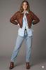Giacca Biker da Donna Bomber Marrone Elegante in Vera Pelle d'Agnello Morbida Fatta a Mano