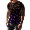 Herren Halloween 3D Kürbis Fledermaus Bedrucktes T-Shirt Lässiges Kurzarm Rundhals Oberteil Cool Gruselig Jack-O-Lantern Orange Lila Grafik Sommer Streetwear T-Shirt