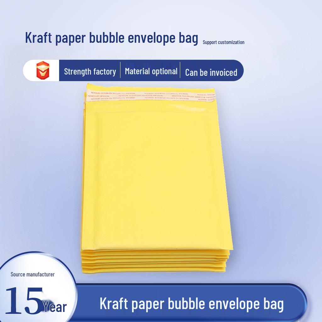Yellow Kraft Shockproof Bubble Envelope – Pressure-Resistant Clothing Packaging Bag.