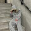 ROADVIBE Fluffy Hat Hoodie Solid Color Casual Long Sleeve Hoodie Retro Coat Street Trend Y2k