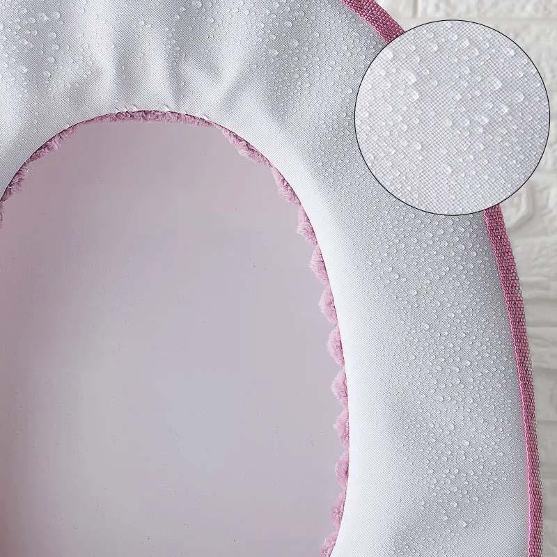 Househole Toilet Seat Cushion Bathroom Lavatory Waterproof Zipper Toilet Seat Cover Cartoon Washable Cushion Pads Handle Winter Warmer Cloth Toilet