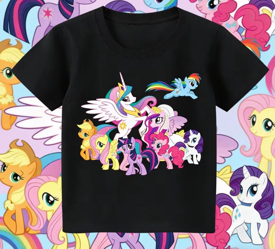 My Little Foal 202526 Summer Anime Pattern 100 Cotton Childrens and AdultApplicable TShirt Breathable Casual LooseFitting