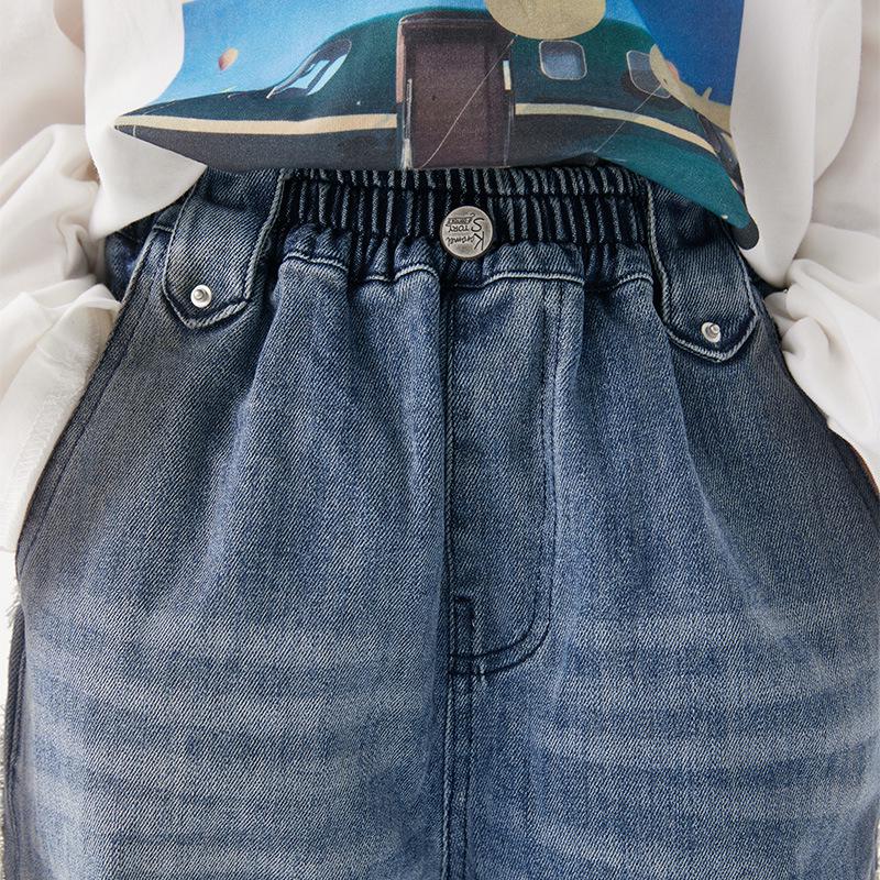 Autumn 2025 Girls' Gradient Wide-Leg Denim Jeans