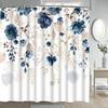 Blue Floral Shower Curtain Watercolor Flower Bath Curtain Polyester Fabric Waterproof Bathroom Curtains With Hooks Bath Screen