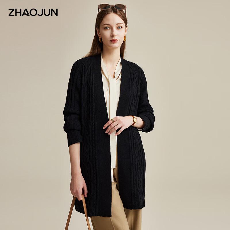 Women s Thickened Mid-Length V-Neck Cable Knit Wool Cardigan 2XL