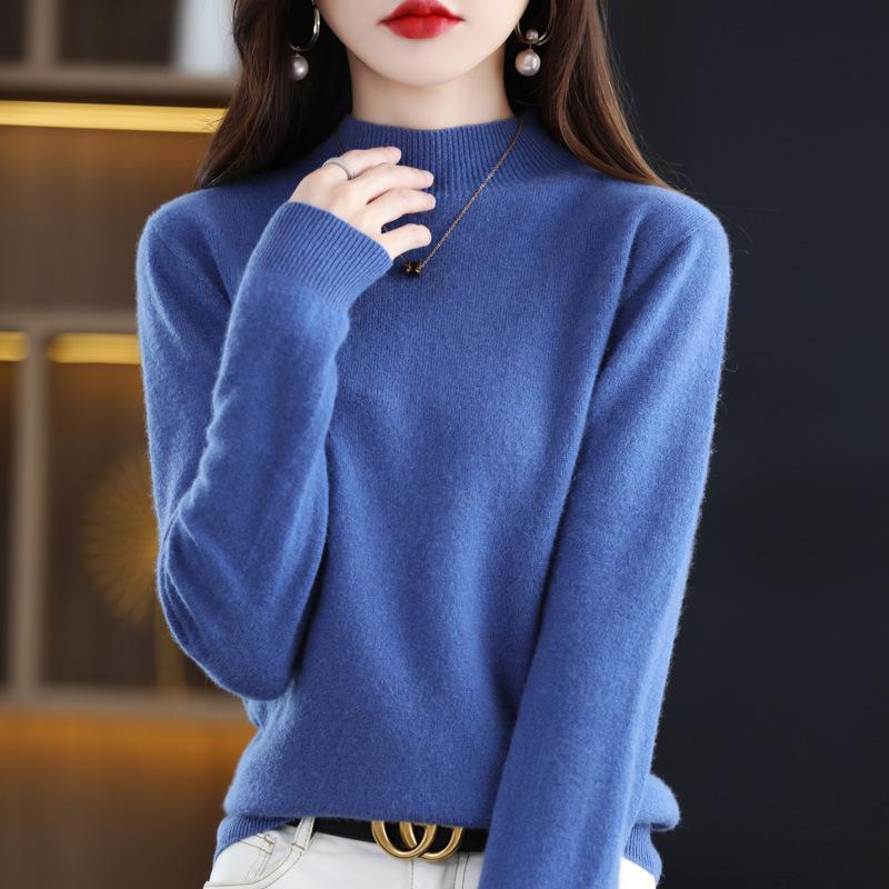 Autumn Winter Women Knitted Turtleneck Sweater Casual Loose Bottomed Knit Sweater