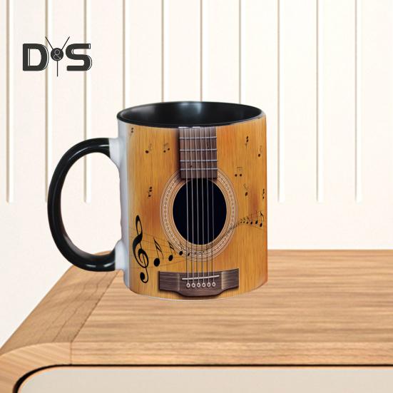 Hudební hrnek na kávu Keramická novinka šálek na noty Velká kapacita 350 ml Kytara Klavír Housle Hrnek na horké nápoje Hudební dárek pro milovníky hudby Home