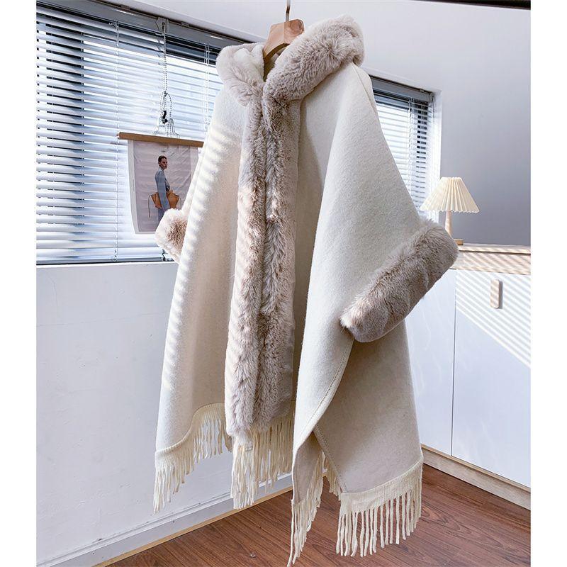 Fashion Retro Elegant Trims Mink Cashmere Fleece Cape Women Cheongsam Wedding Dress Shawl Cloak Short Coat Winter Autumn