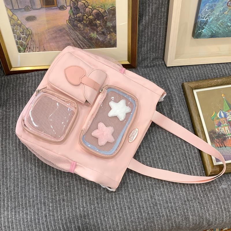 Student Commuter Shoulder Bag Girls Color Block Handbag Crossbody Bag