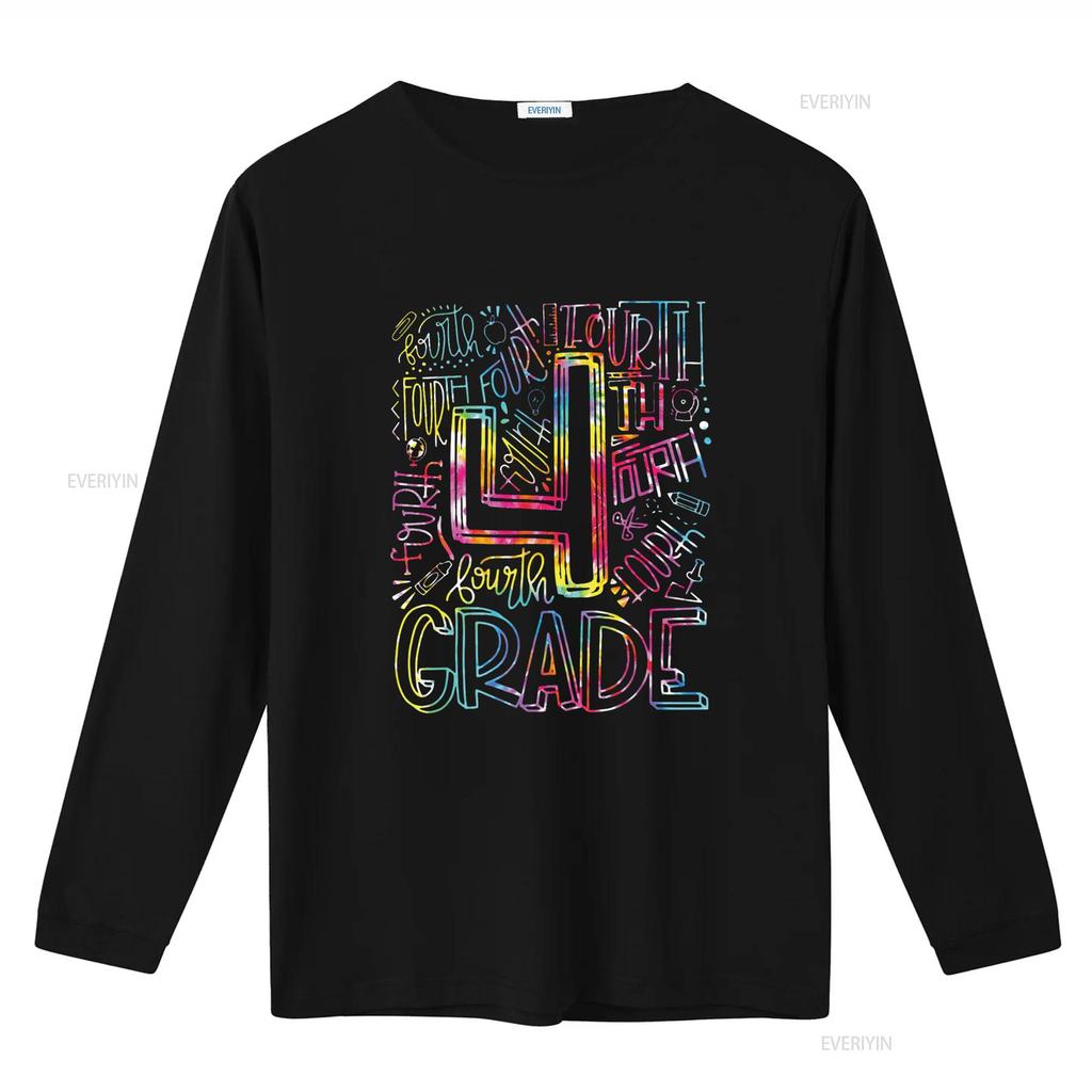 Tie Dye 4th Grade Typography Team Fourth Teacher T Shirt vintage Washed Soft Breathable streetwear Casual designer clothes