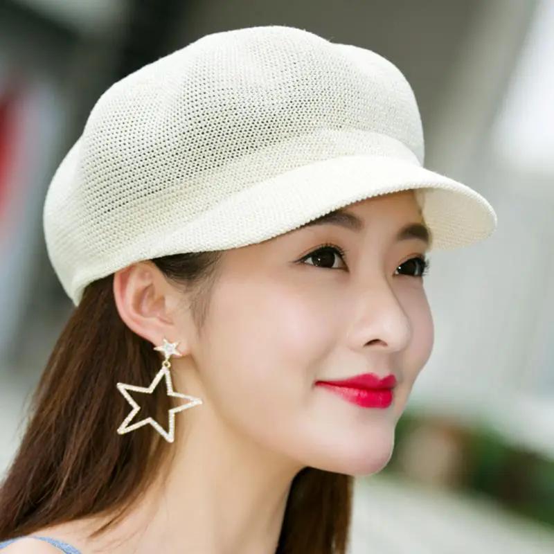 WTEMPO Solid Color Straw Knitted Sun Hats Women's Summer Outdoor Travel Breathable Foldable Beach Sunscreen Hats