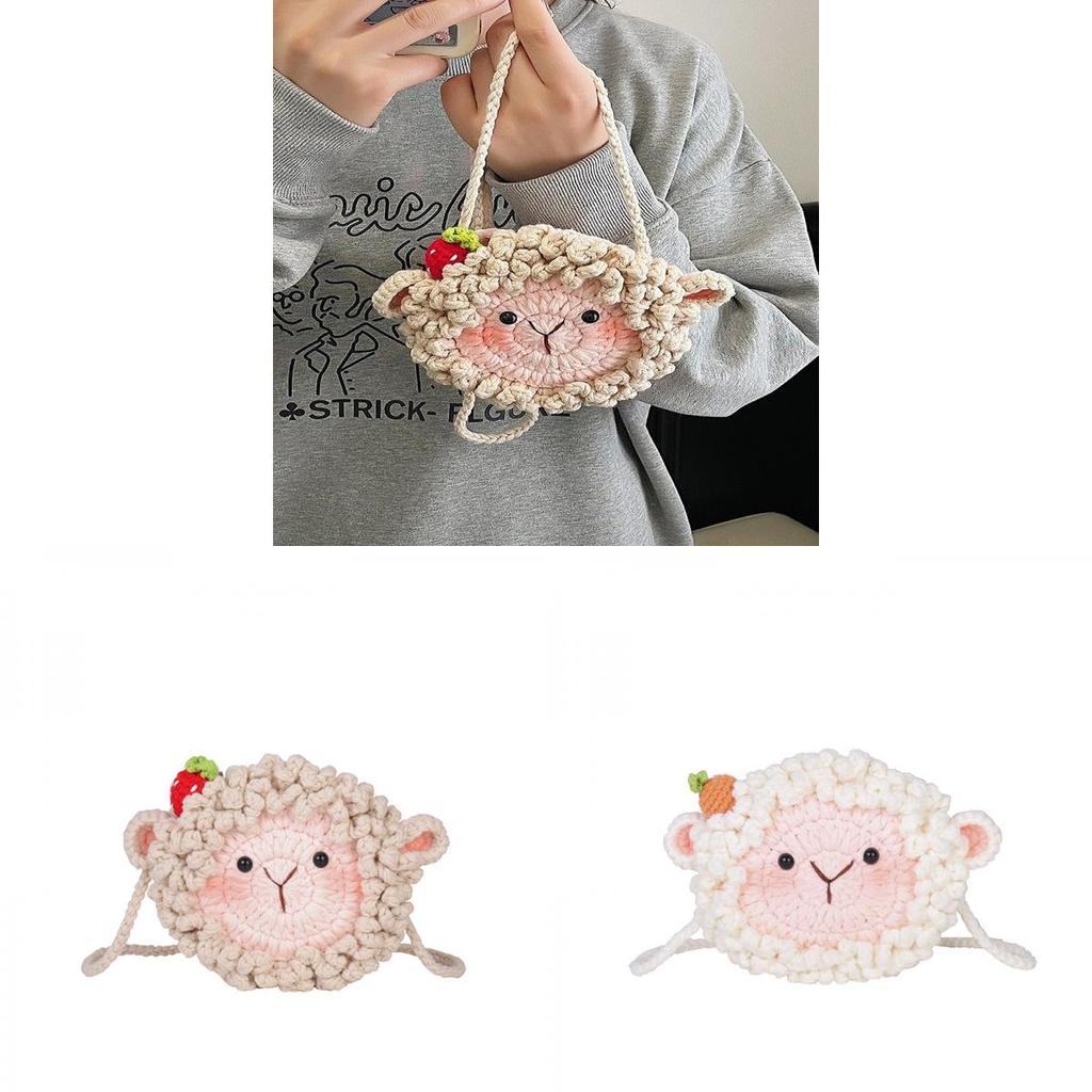 Handwoven Mini Sheep Crossbody Bag With Soft Yarn For Kids And Casual Use