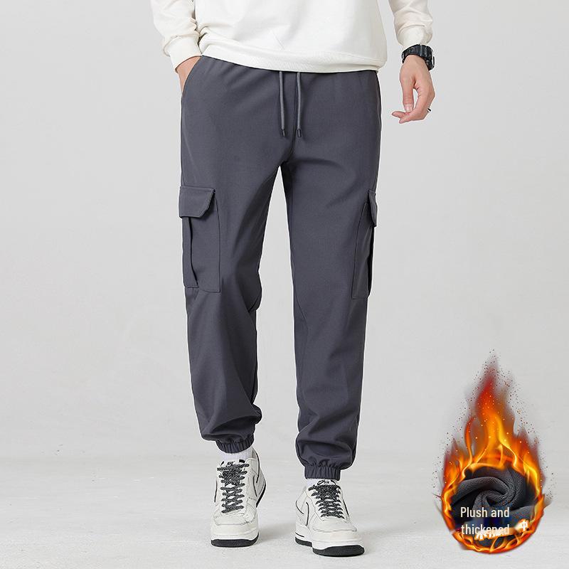 Men's Soft Shell Casual Workwear Pants - Winter Plus Velvet Outdoor Sports Trousers