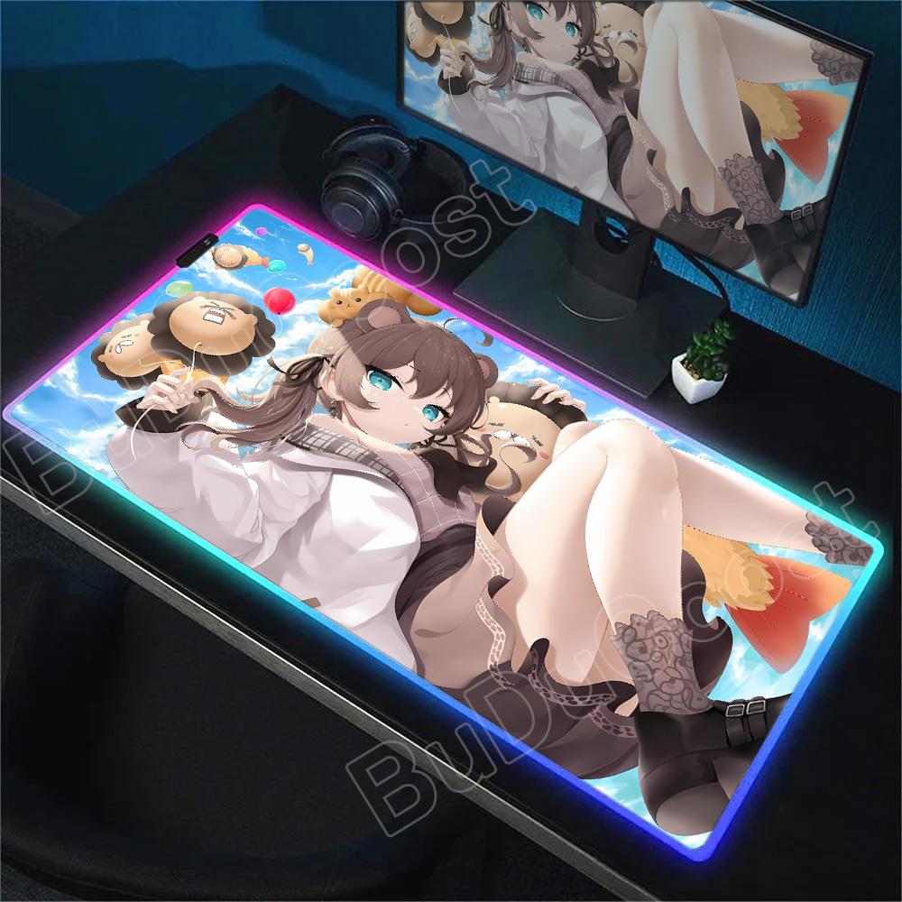 RGB Mouse Pad Laptop Game Hololive Natsuiro Matsuri Keyboard Pad PC Computer Kawaii Desk Mouse Mat HD Accessories Anime Mousepad