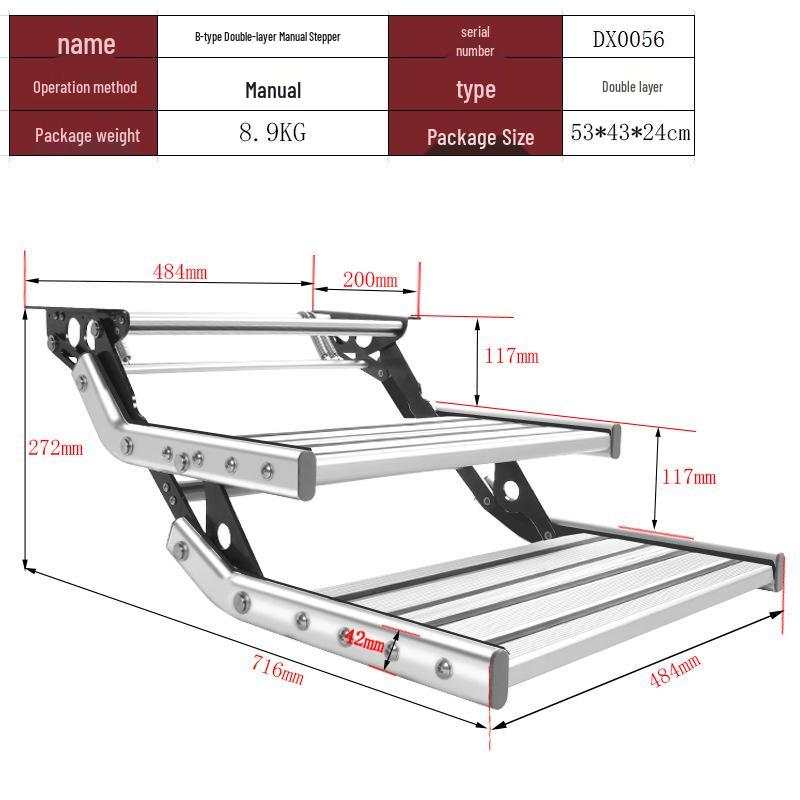 Single & Double Layer Aluminum Alloy RV Folding Steps – Manual or Electric Options