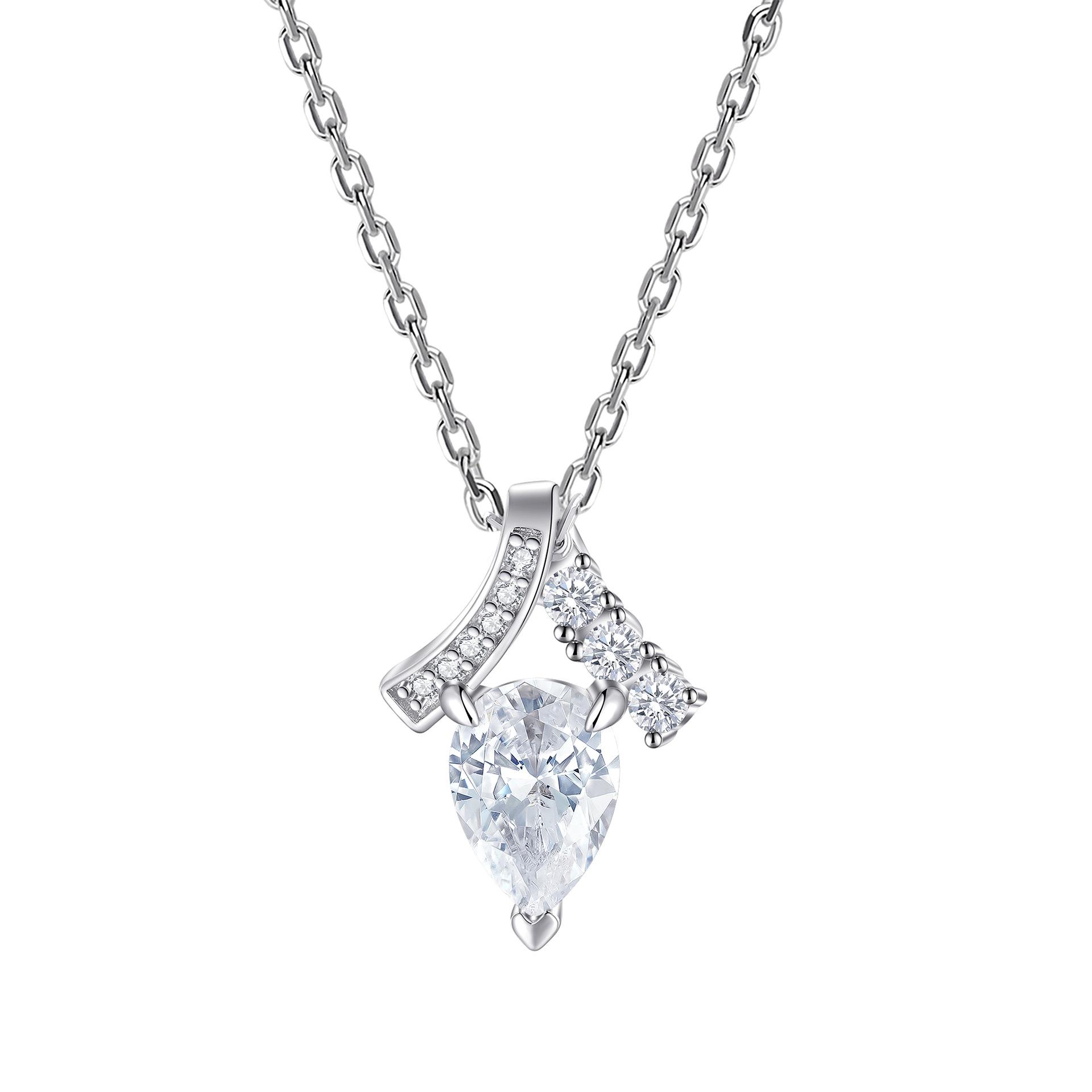 

Silver jewelry S925 sterling silver zircon necklace women s high-end water drop pendant silver jewelry necklace light luxury niche 925 silver платиновый