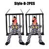 Halloween Prisoner Ghost In Cage Scary Skull Prop Skeleton Electric Toy Glowing Eye Sound Doll Hangable Talking Ghost Decoration