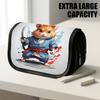 1pc Anime Hamster Samurai Flip-Top Pencil Case Suitable for School & Office, Large Capacity Thickened Oxford Pencil Bag with Double-Layer Zipper, Mult