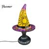 Stained Glass Aesthetic Lamp Witch Hat Lamp, Table with Inline Switch, USB Powered Gothic Home Decor Style Halloween for Bedroom Bookshelf Desk,