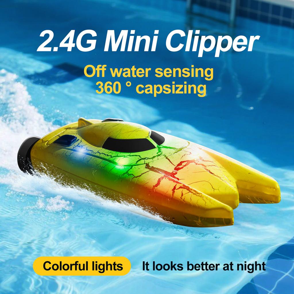 Non-Toxic Rc Baots 2.4G 4Wd Mini Remote Control Boat With Light Speedboat For Pools Competitive Indoor Watercraft Toys For Kids Gifts